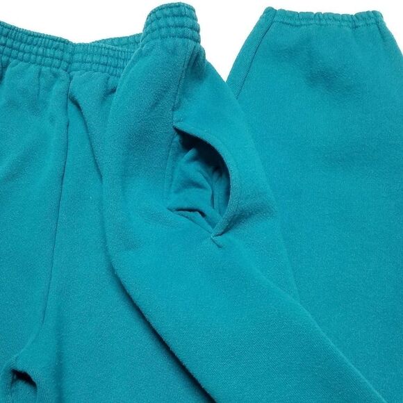 VINTAGE 90s Tultex High Rise Turquoise Joggers - Picture 5 of 10
